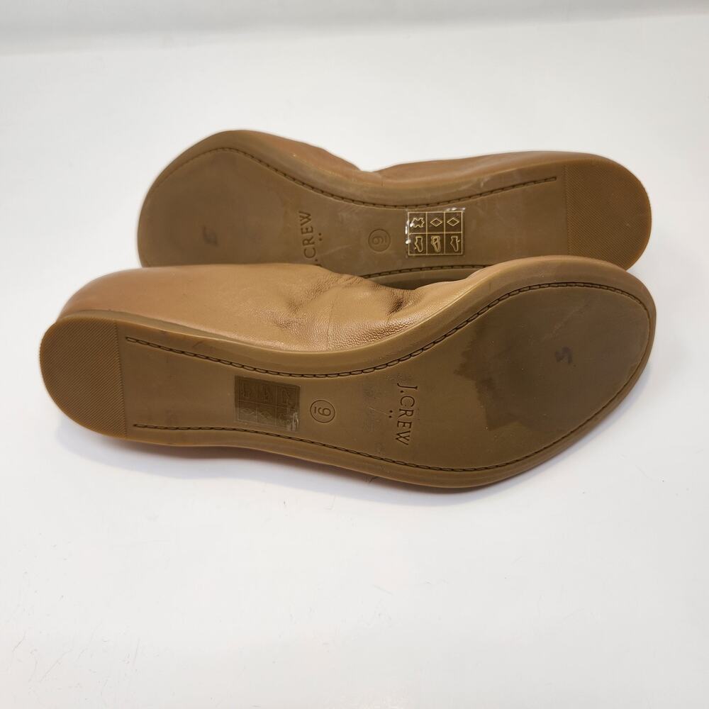 J Crew Women Anya Tan Leather Ballet Flats Size 9 Slip On Shoes Classic Neutral - Picture 8 of 9
